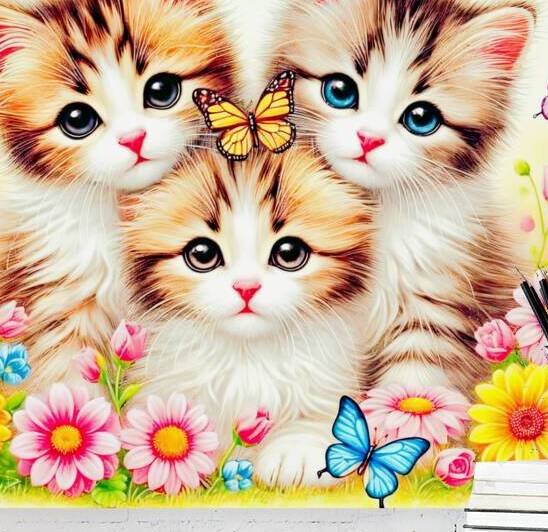 Butterfly Kisses Kitten Trio Wall Art by Ddddhhhhhh667