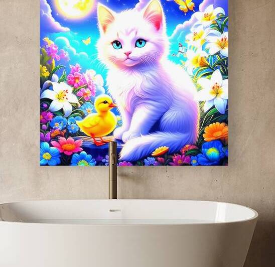 Wall art..Moonlit Serenity with Kitten and by Ddddhhhhhh667
