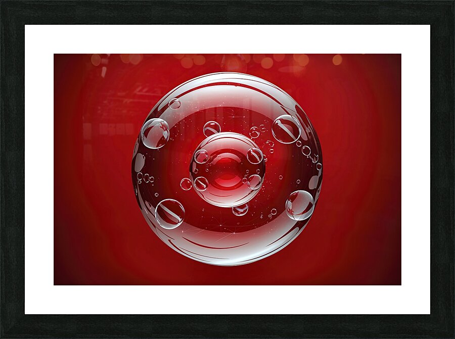 Bubbles on a red background 2 Picture Frame print