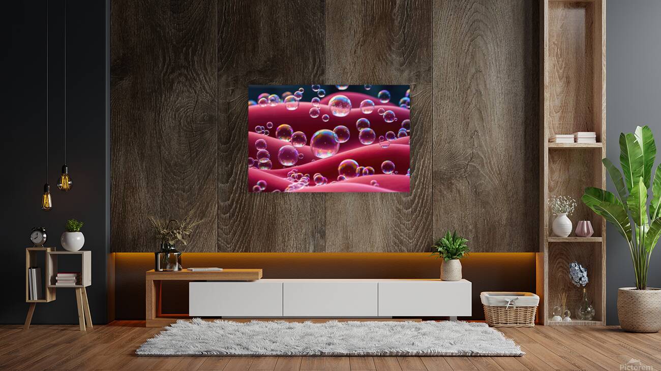 Bubbles on a red background 4 Reproduction