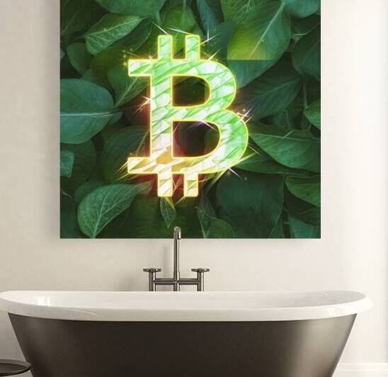 Bitcoin crypto currency internet finance on green by Marius Tomus