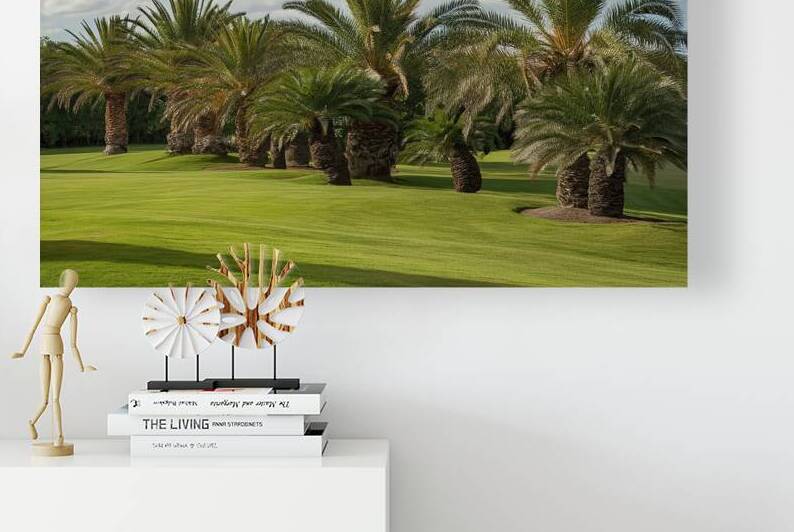 Manicured lawn and growing palm trees by Marius Tomus