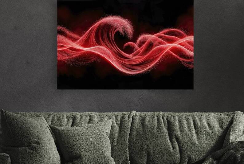 bright red wave particles in the dark background by Marius Tomus