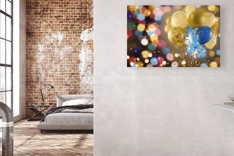 Realistic Festive background with golden and blue by Marius Tomus