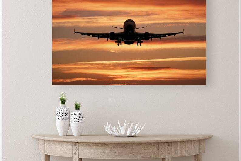 Airplane at sunset   back lit 4 by Marius Tomus