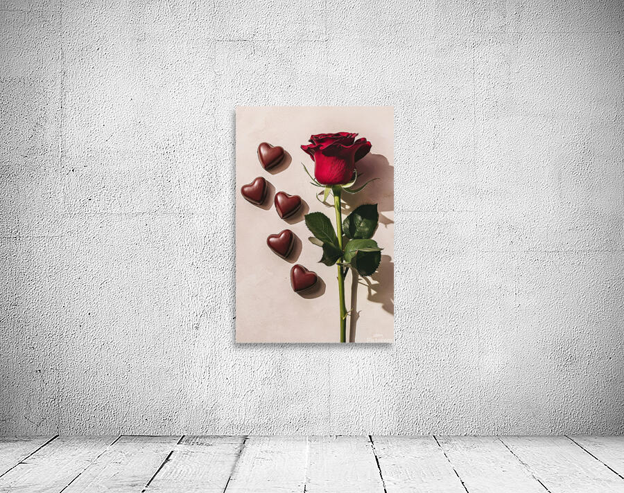 Romantic still life red rose chocolate in the sha by Marius Tomus Wall Art