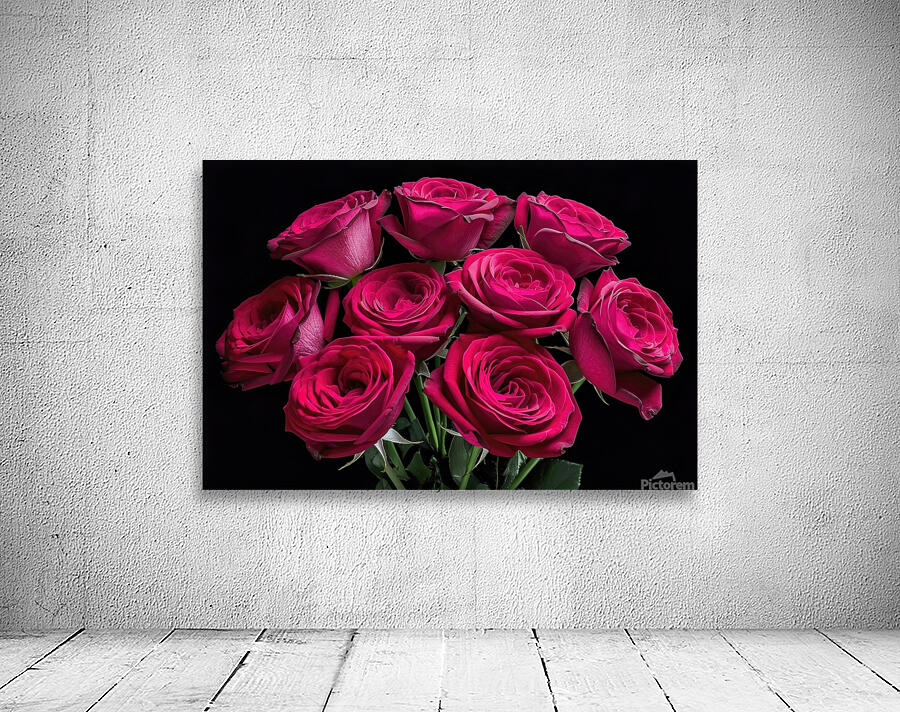 Close up bunch of Red roses on black background . by Marius Tomus Wall Art