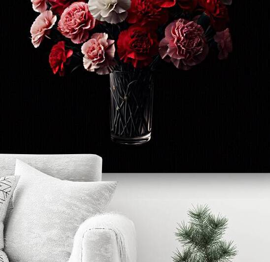 Carnations in full black background2 by Nature s Child