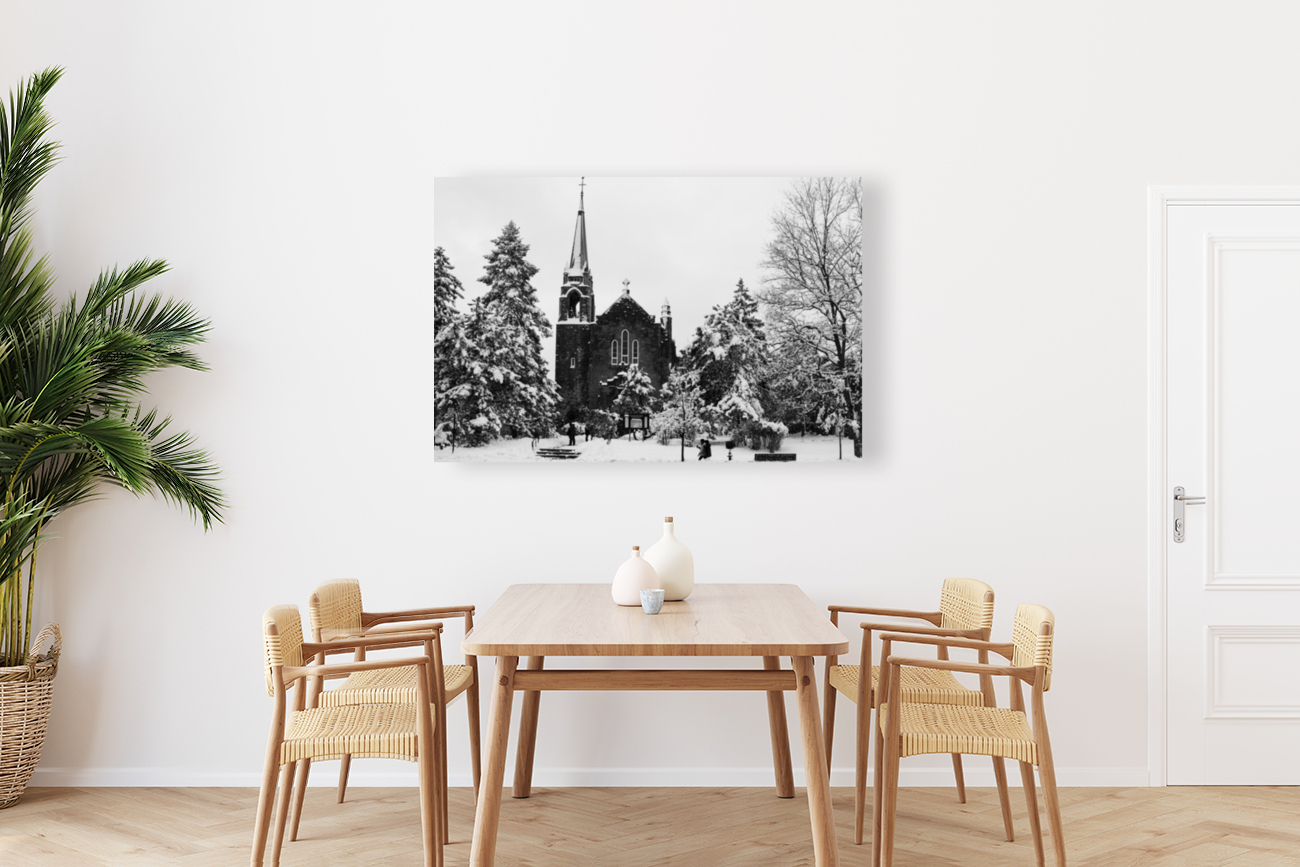 Leglise sous la neige Reproduction