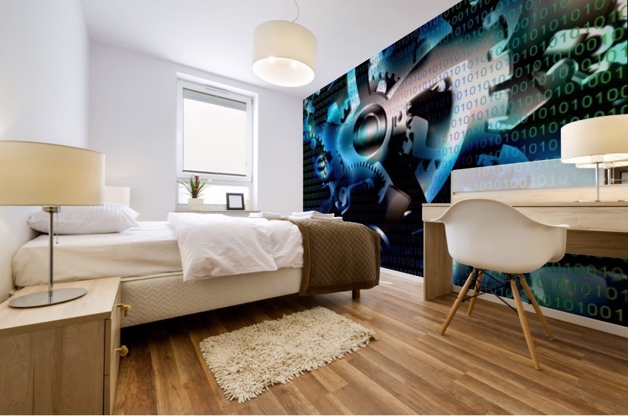 Binary Code Machine Mural print