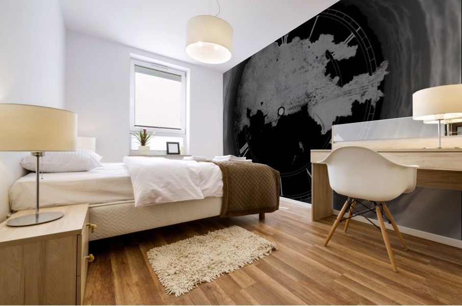 Clock and Clouds Mural print