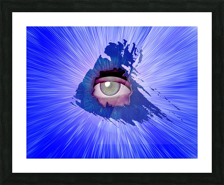 Eye behind wall crack Picture Frame print
