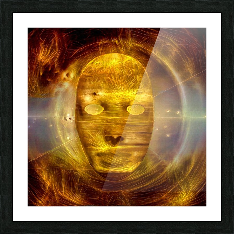 Golden Mask Picture Frame print