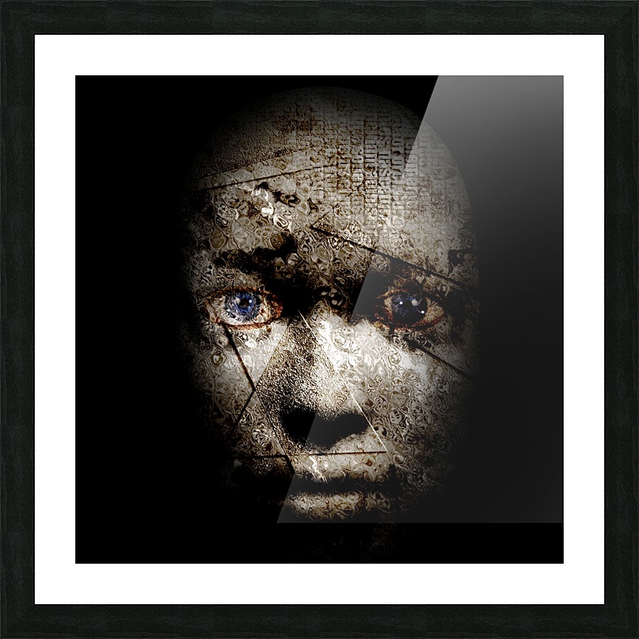 Scary Human Face Picture Frame print