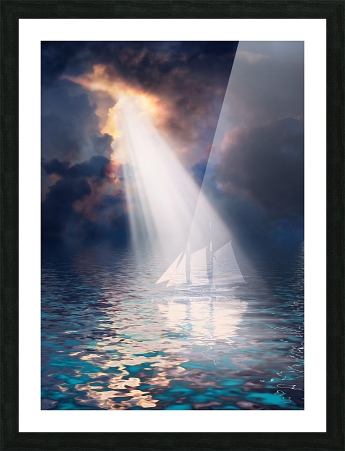 Ghostly Sailboat Picture Frame print