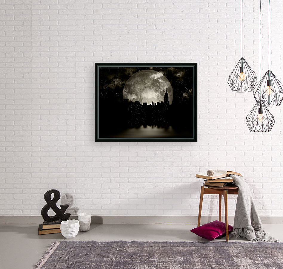Full moon night city Reproduction