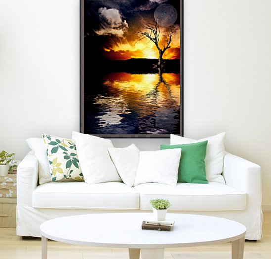 Dramatic Sunset Over Calm Lake Reproduction