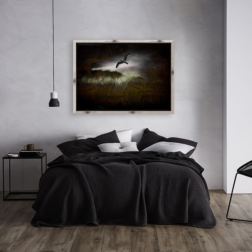 Seagull in Dark Landscape Reproduction