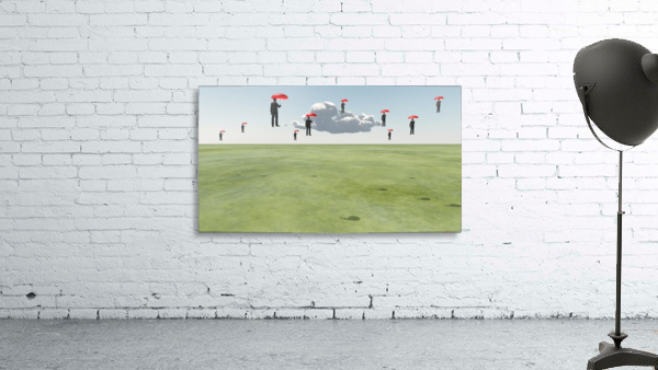 Surreal Floating Men Wall Preview