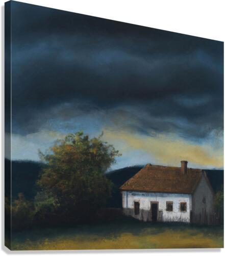 Small Cottage Under Approaching Storm Canvas Print