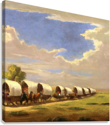 Wagon Train Across a Prairie Canvas Print