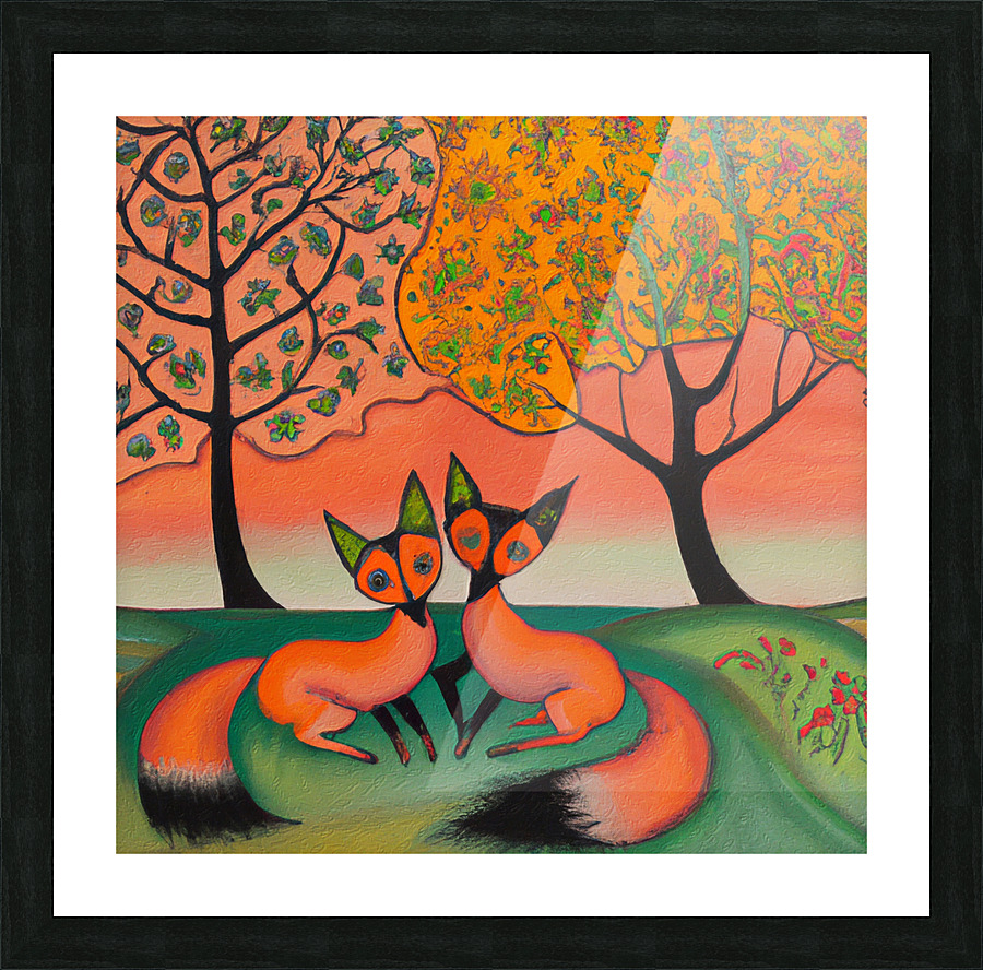 Two Foxes Picture Frame print