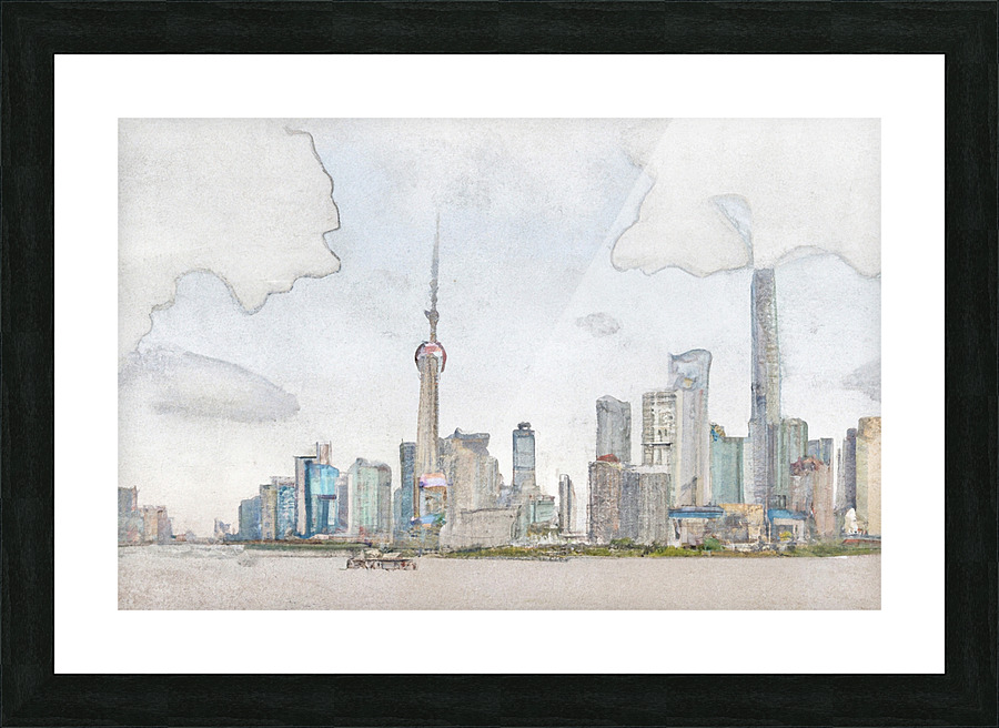 Shanghai Skyline Picture Frame print