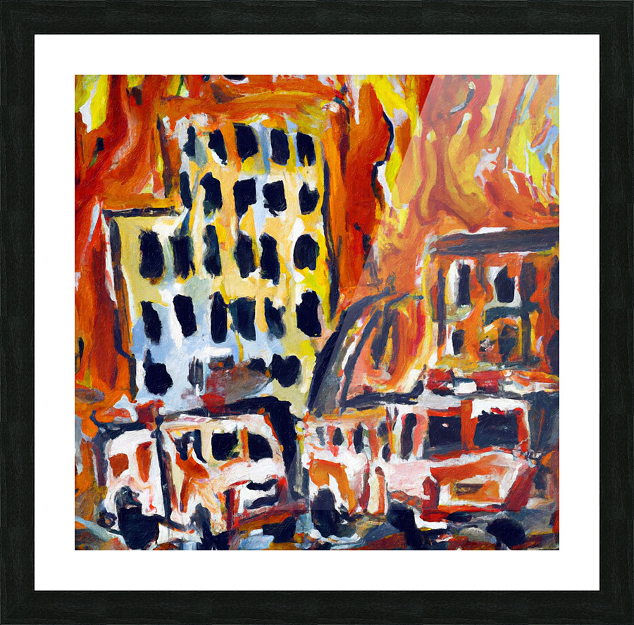 City in Flames Picture Frame print