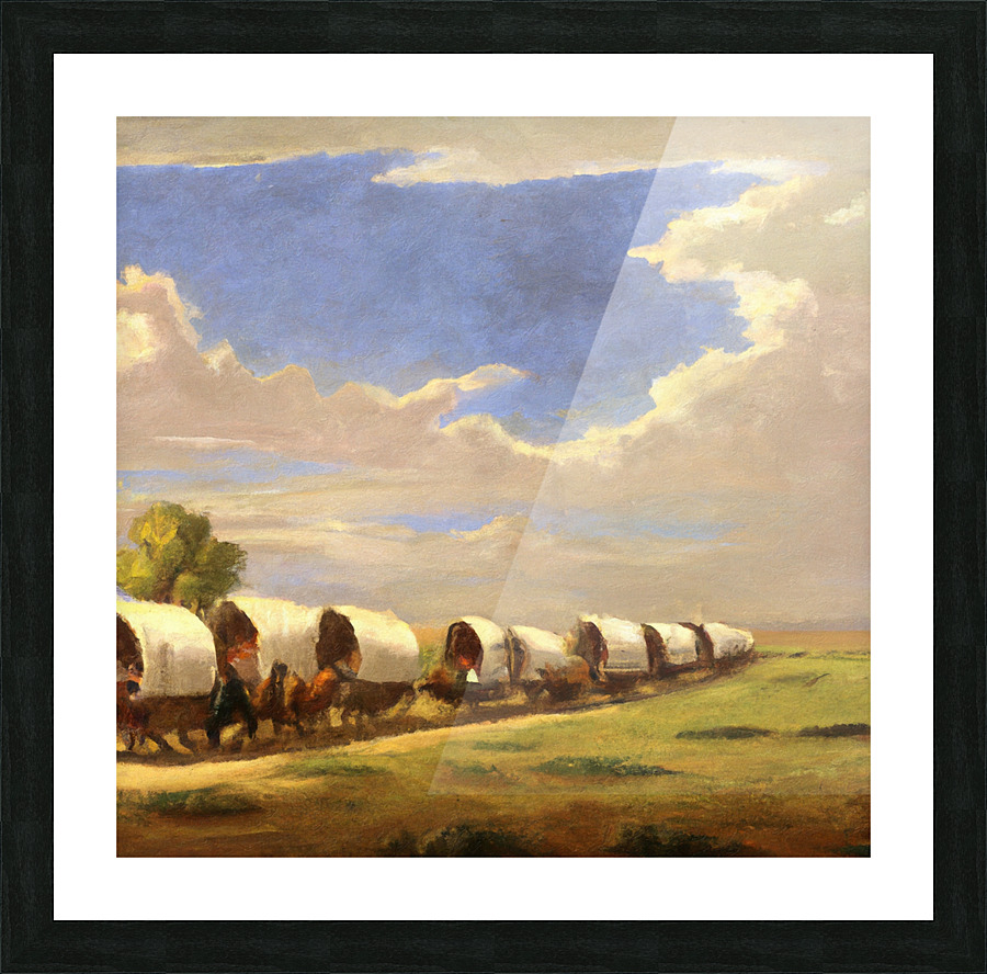 Wagon Train Across a Prairie Picture Frame print