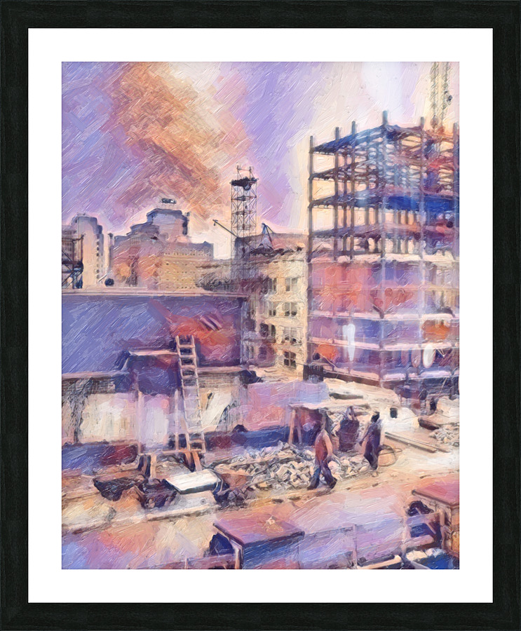 Construction Workers Downtown Houston Picture Frame print