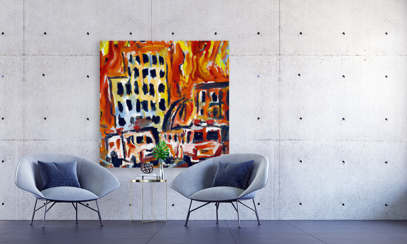City in Flames Reproduction