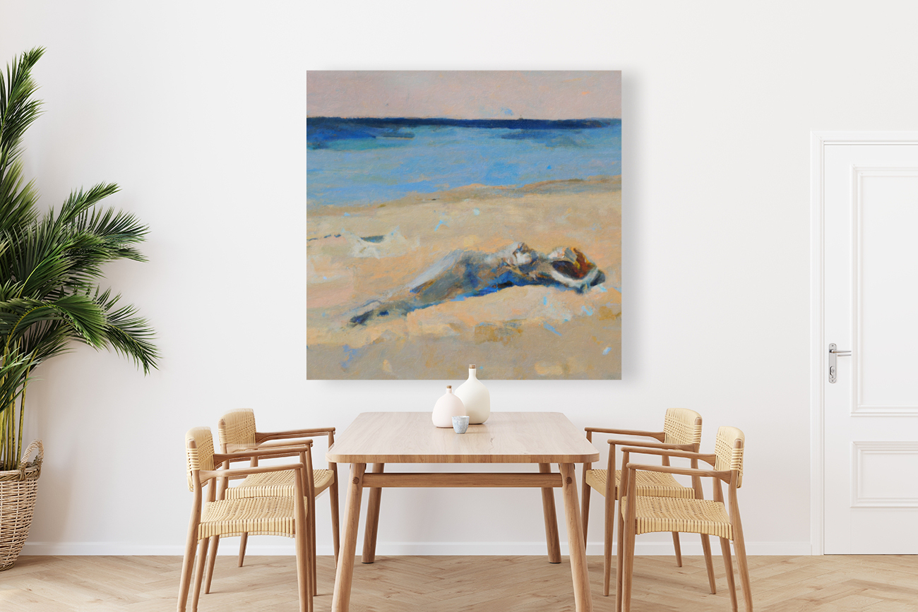 Sunbathing on the Beach Reproduction