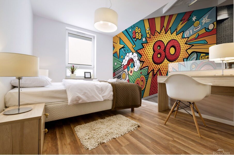 a pop art inspired wall art with bright comic sty Mural print