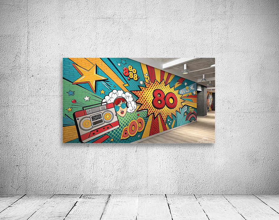 a pop art inspired wall art with bright comic sty Wall Preview