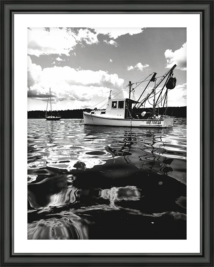 Work Boat Black n White Picture Frame print