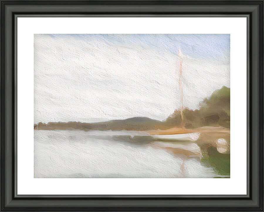 White Moored  Boat Picture Frame print