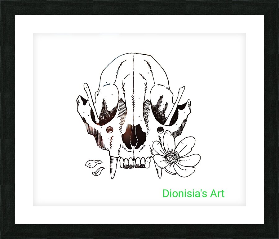 Fox Skull With Flower Picture Frame print
