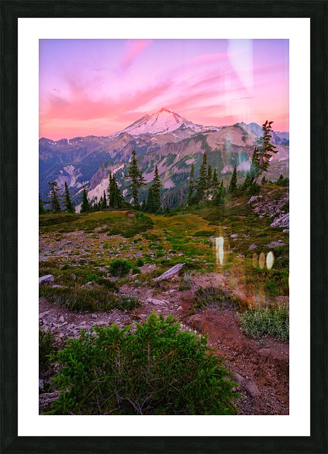 First Light on Mt Baker Picture Frame print