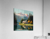 openart a painting of a lake with a house  Acrylic Print