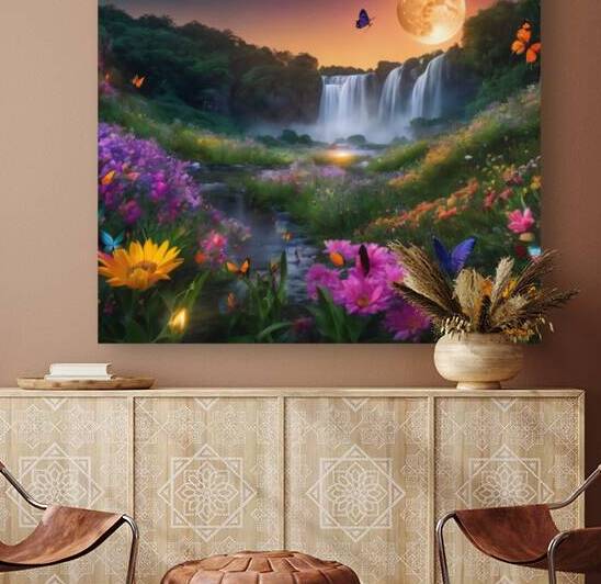 dream night waterfall flower moon  by Sarah Michelle