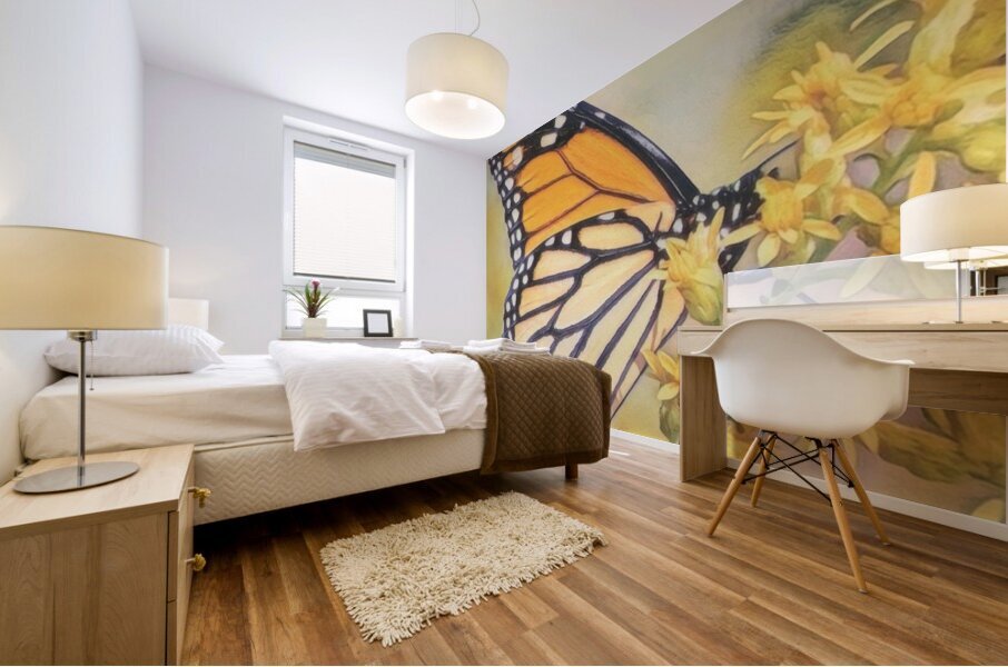 Butterfly on Flower Mural print