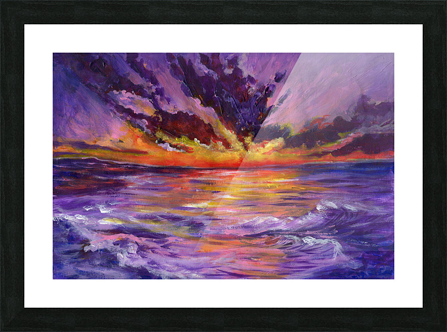 Purple cloudy seascape Picture Frame print