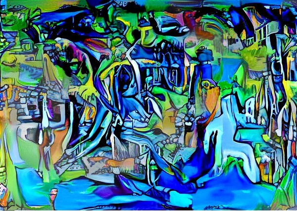 Abstract Odyssey: A Journey Through Blue Realms Digital Download