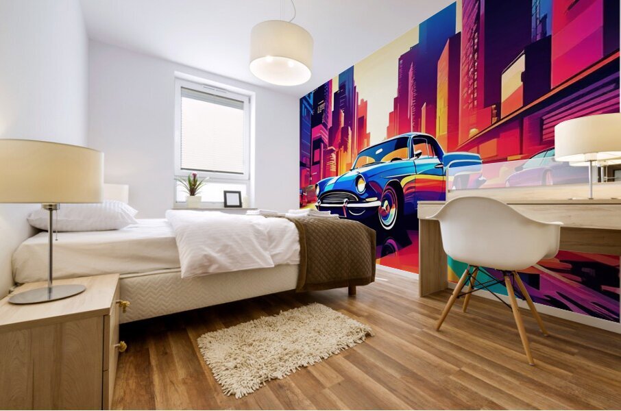 Retro Cityscape Mural print