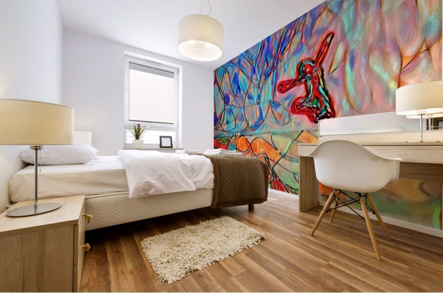 blue shade jumper Mural print