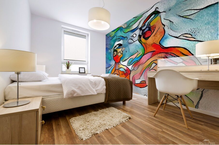 boys looking up Mural print