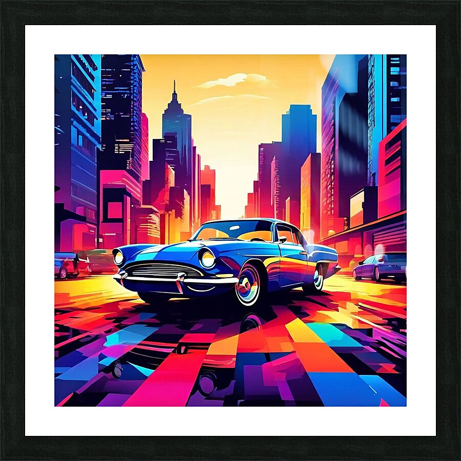 Retro Cityscape Picture Frame print