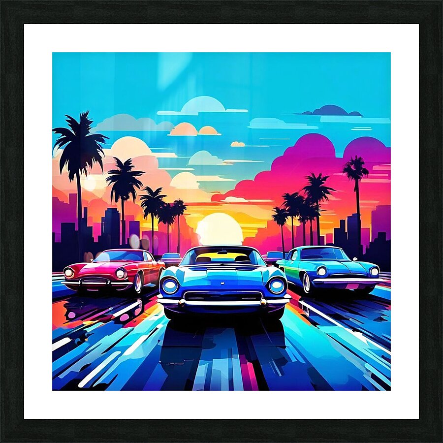 Retro Sunset Pursuit Picture Frame print