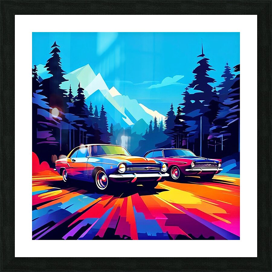 Retro Rush: Neon Highway Escape Picture Frame print