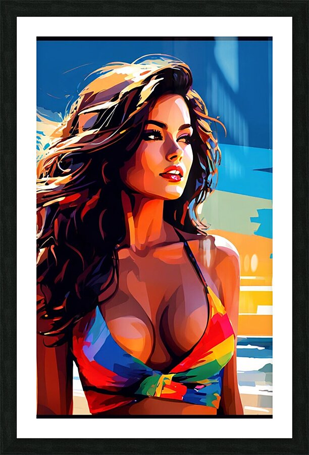 beach lady Picture Frame print